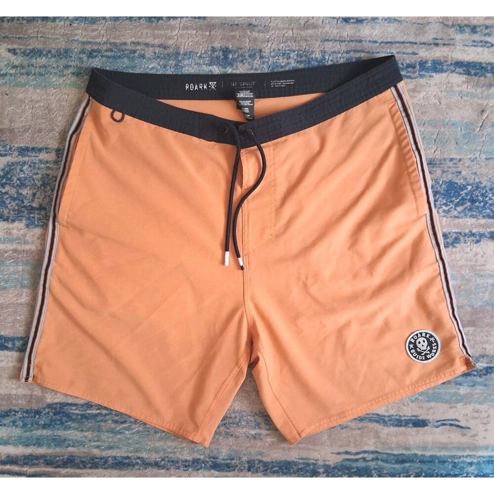 Roark Board Shorts The Chiller Mens 32  Trunks Orange 6" Inseam Surf Beach Hemp